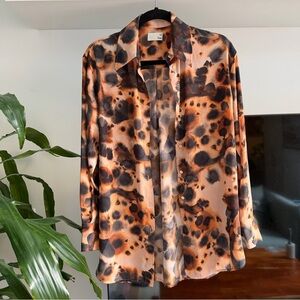 Aritzia Wilfred Free Printed Oversized Button-Up Blouse